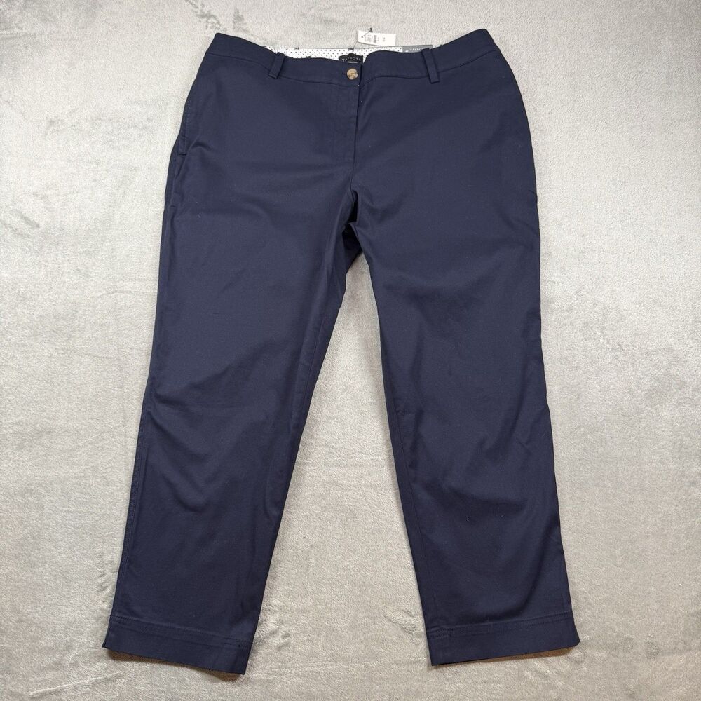 Talbots Perfect Crop Pants Womens 16W Blue Cotton Flat Front Office Career NWT